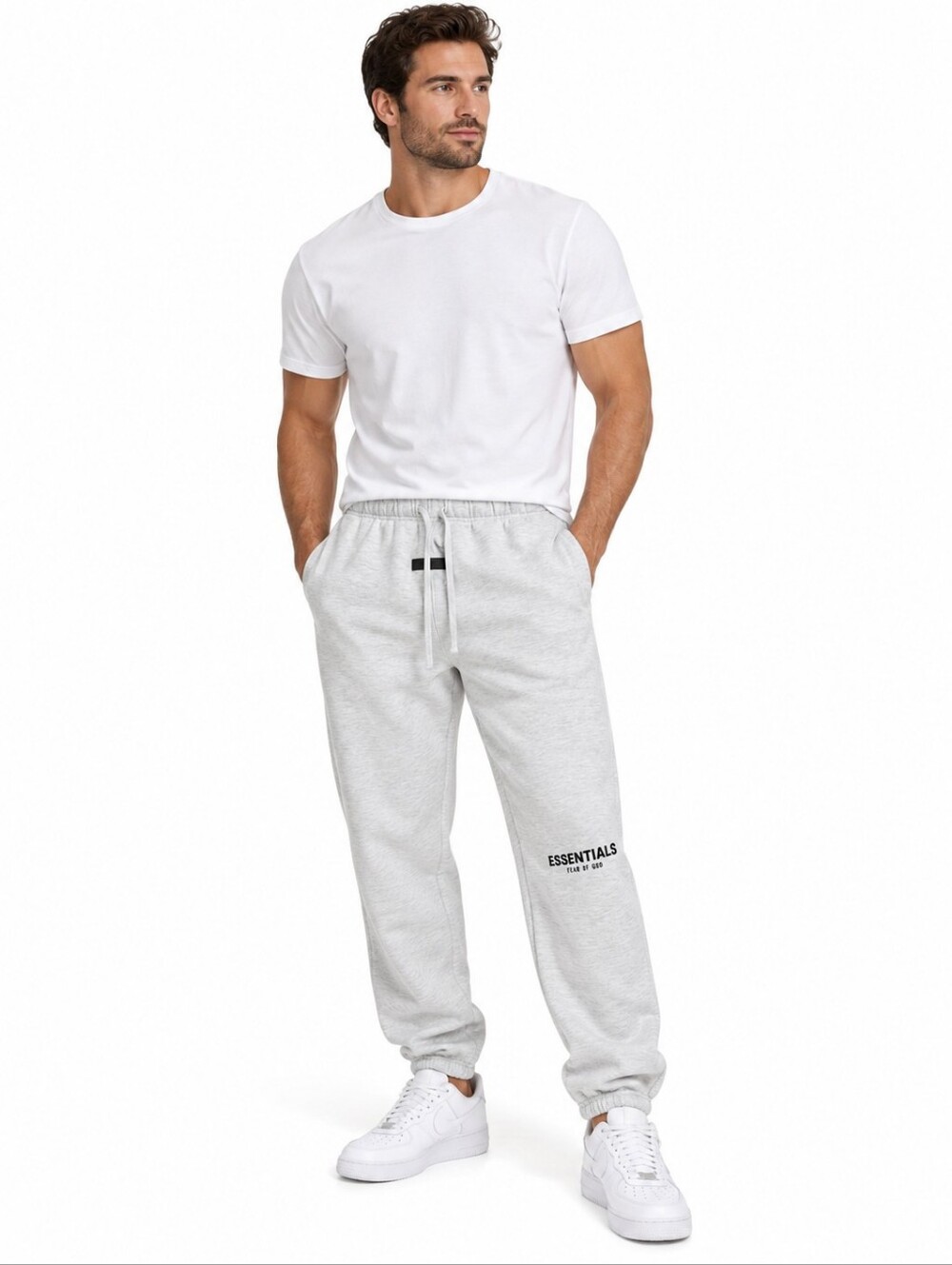 Fear Of God Essentials Sweatpants Mens Womens Size Medium Light Gray Grunge Fall